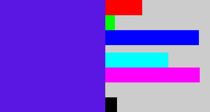 Hex color #5a16e3 - purply blue