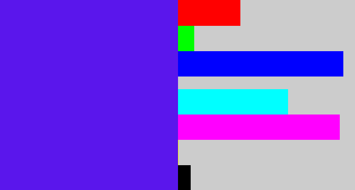 Hex color #5a16ec - purply blue