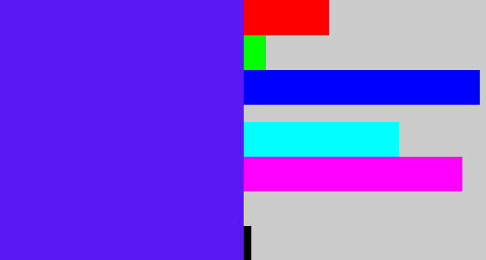 Hex color #5a18f7 - purplish blue
