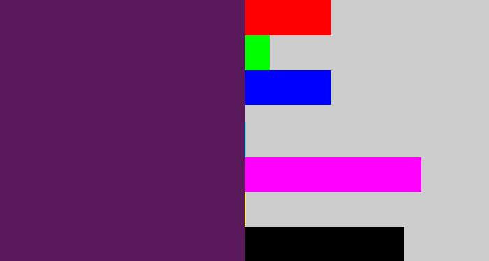 Hex color #5a195a - grape purple