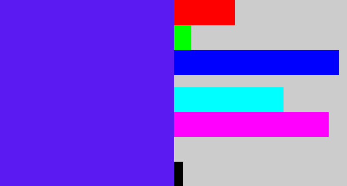 Hex color #5a1af1 - purplish blue