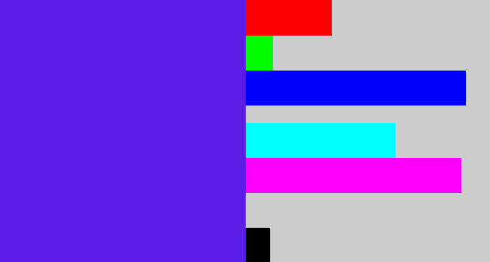 Hex color #5a1ce6 - purply blue
