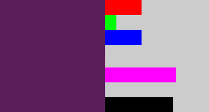 Hex color #5a1d5a - grape purple