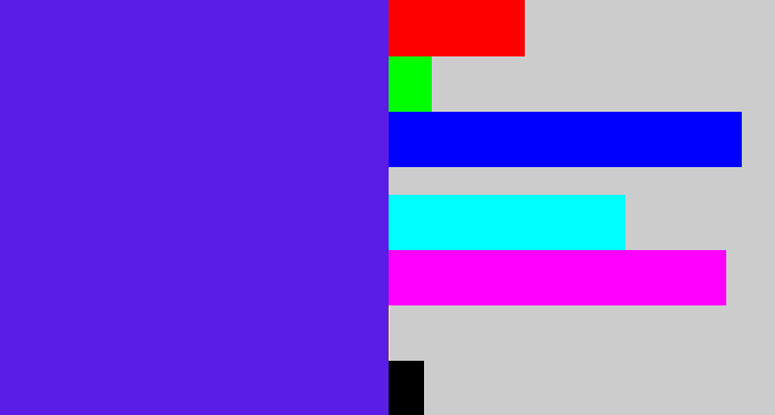 Hex color #5a1de7 - purply blue