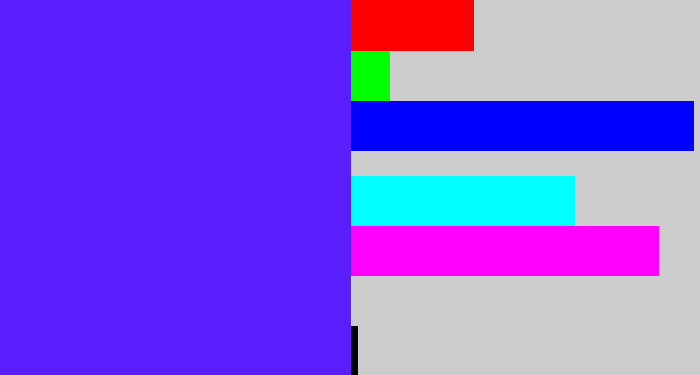 Hex color #5a1dfb - purplish blue