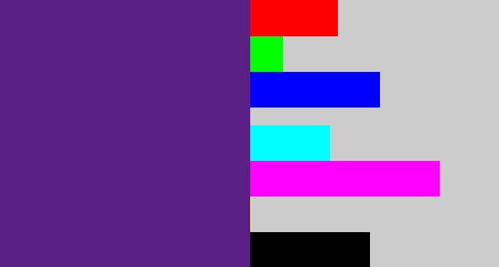 Hex color #5a2084 - darkish purple