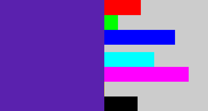 Hex color #5a21ae - blue purple