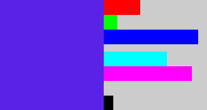 Hex color #5a22e7 - purple blue