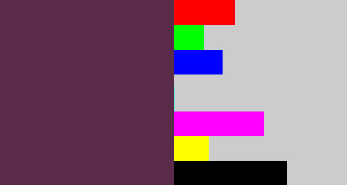 Hex color #5a2b48 - purple brown
