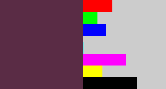 Hex color #5a2c45 - purple brown
