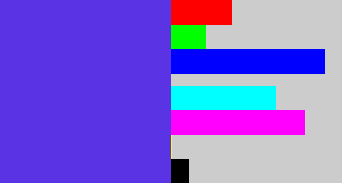 Hex color #5a33e5 - purpley blue