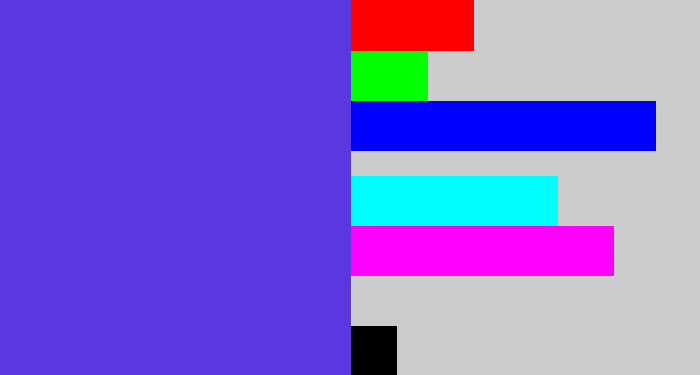 Hex color #5a37de - purpley blue