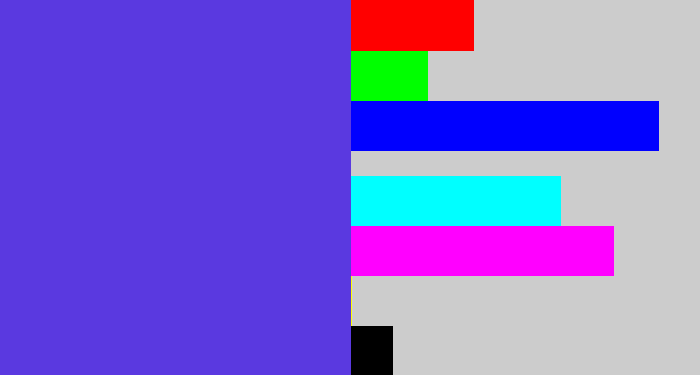 Hex color #5a39e0 - purpley blue