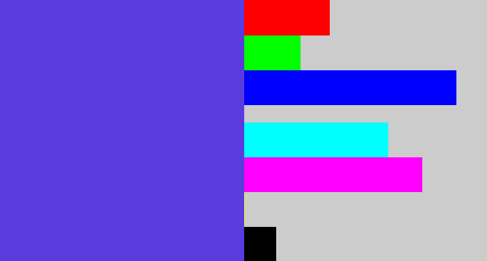 Hex color #5a3bde - purpley blue