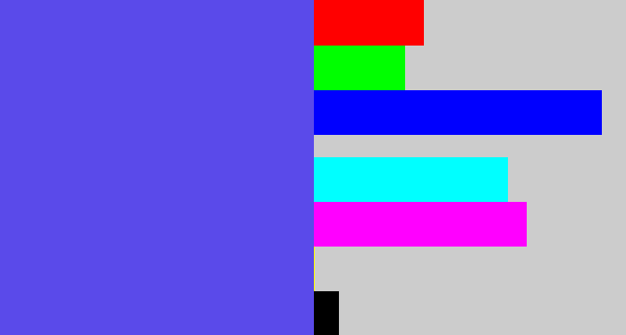 Hex color #5a4aea - purpleish blue