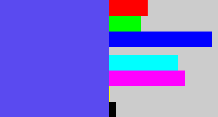 Hex color #5a4af0 - purpleish blue