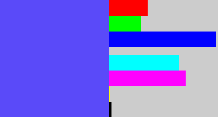 Hex color #5a4af9 - purpleish blue