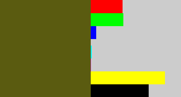 Hex color #5a5b10 - greenish brown