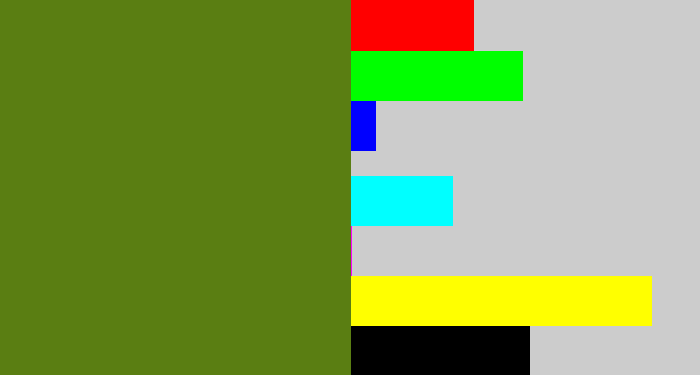 Hex color #5a7e12 - sap green