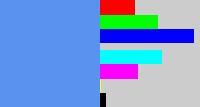 Hex color #5a93ef - soft blue