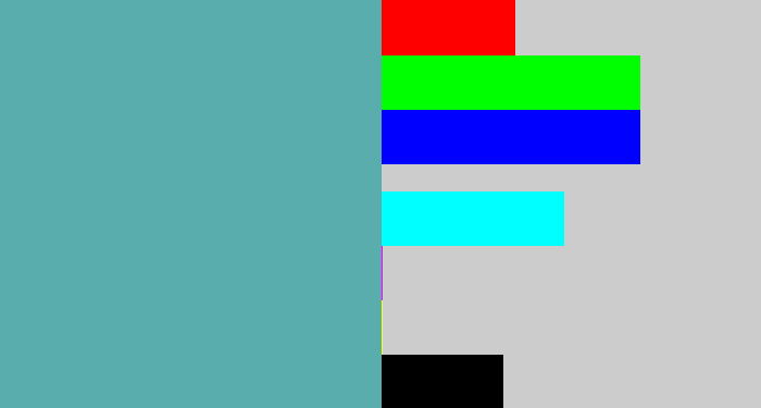 Hex color #5aadad - greyblue