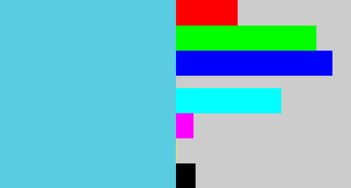 Hex color #5acce2 - lightblue