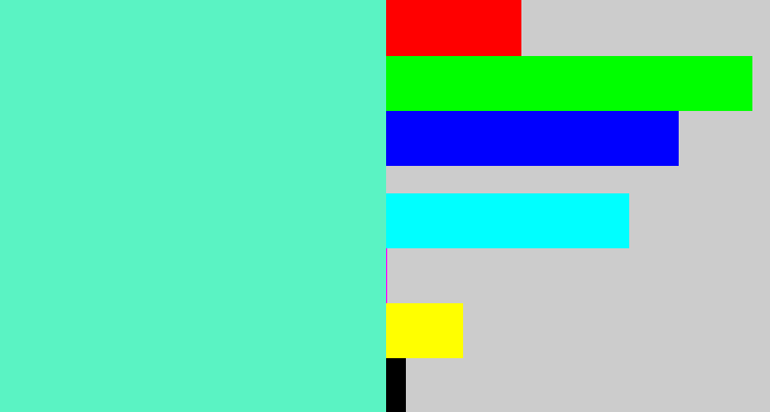 Hex color #5af3c3 - light greenish blue
