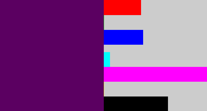 Hex color #5b0061 - royal purple
