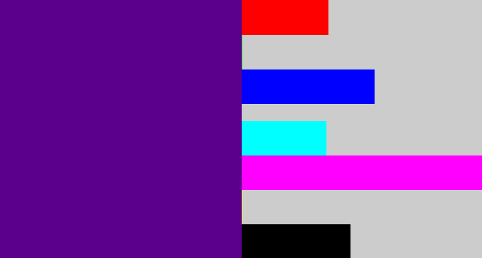 Hex color #5b008d - royal purple