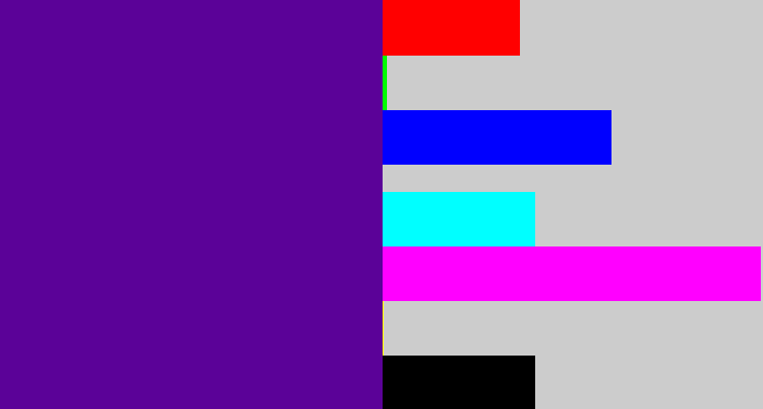 Hex color #5b0298 - indigo