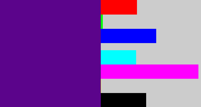 Hex color #5b048b - royal purple