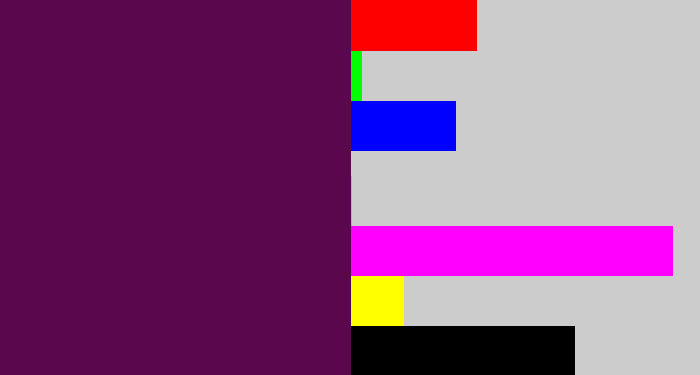 Hex color #5b074d - plum purple