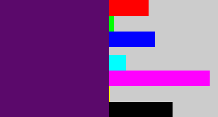 Hex color #5b096b - royal purple