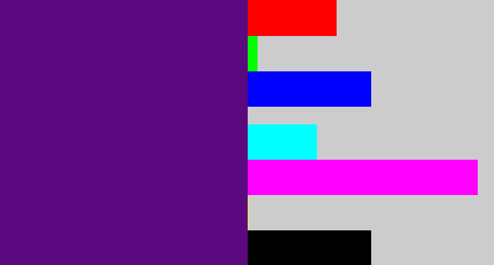 Hex color #5b097f - royal purple