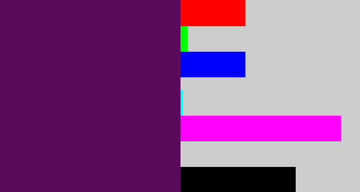 Hex color #5b0a5c - grape purple