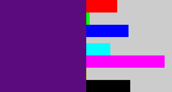 Hex color #5b0b7e - royal purple