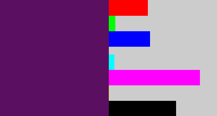 Hex color #5b0f60 - grape purple