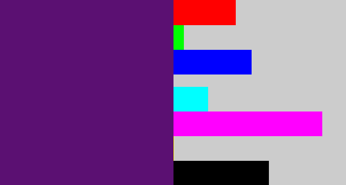 Hex color #5b1072 - royal purple