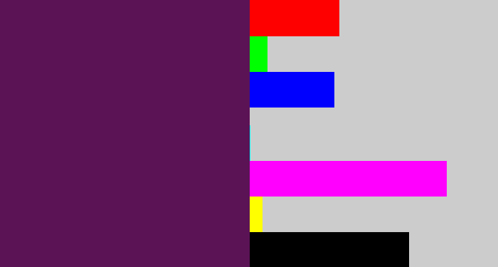 Hex color #5b1356 - grape purple