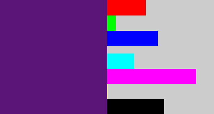 Hex color #5b1579 - darkish purple