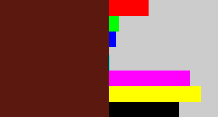 Hex color #5b180f - reddy brown
