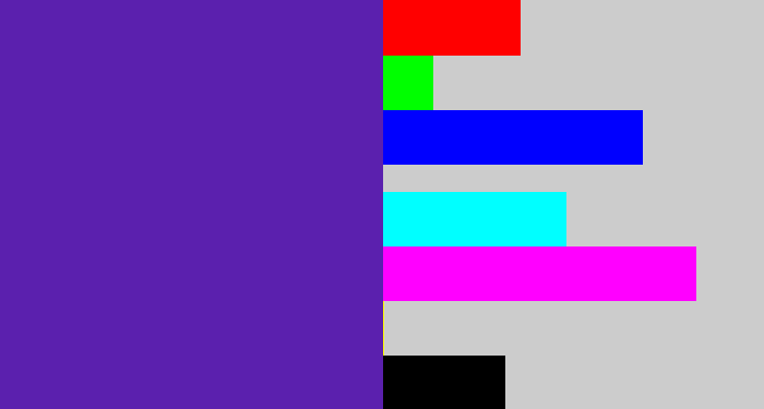 Hex color #5b20ae - blue purple