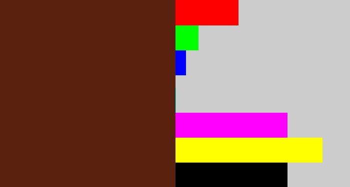 Hex color #5b210f - reddy brown