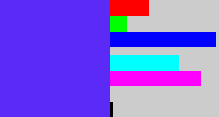 Hex color #5b2af7 - purplish blue