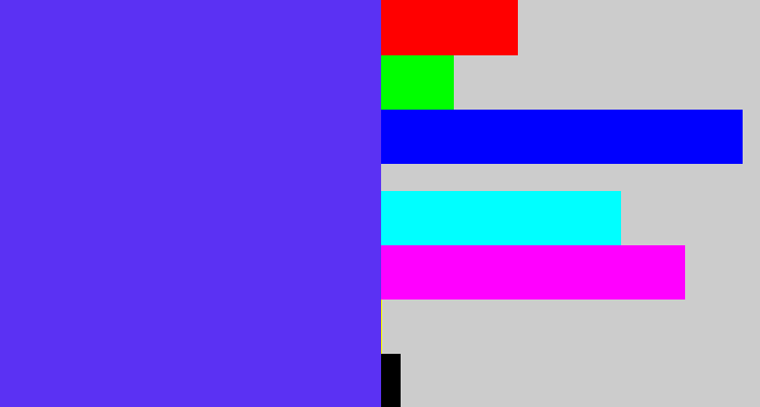 Hex color #5b31f3 - purpley blue