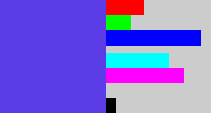 Hex color #5b3ce6 - purpley blue