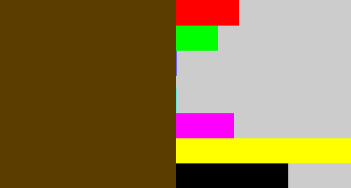 Hex color #5b3d00 - brown