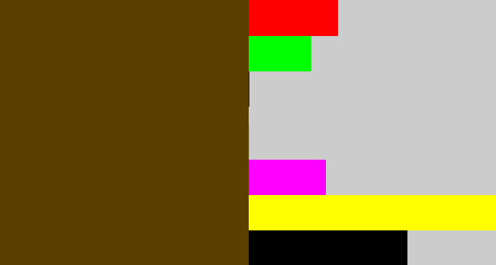 Hex color #5b3f00 - brown