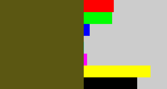 Hex color #5b5712 - greenish brown