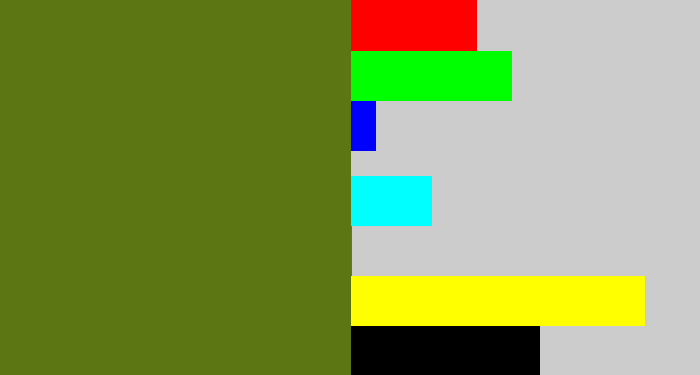 Hex color #5b7613 - murky green